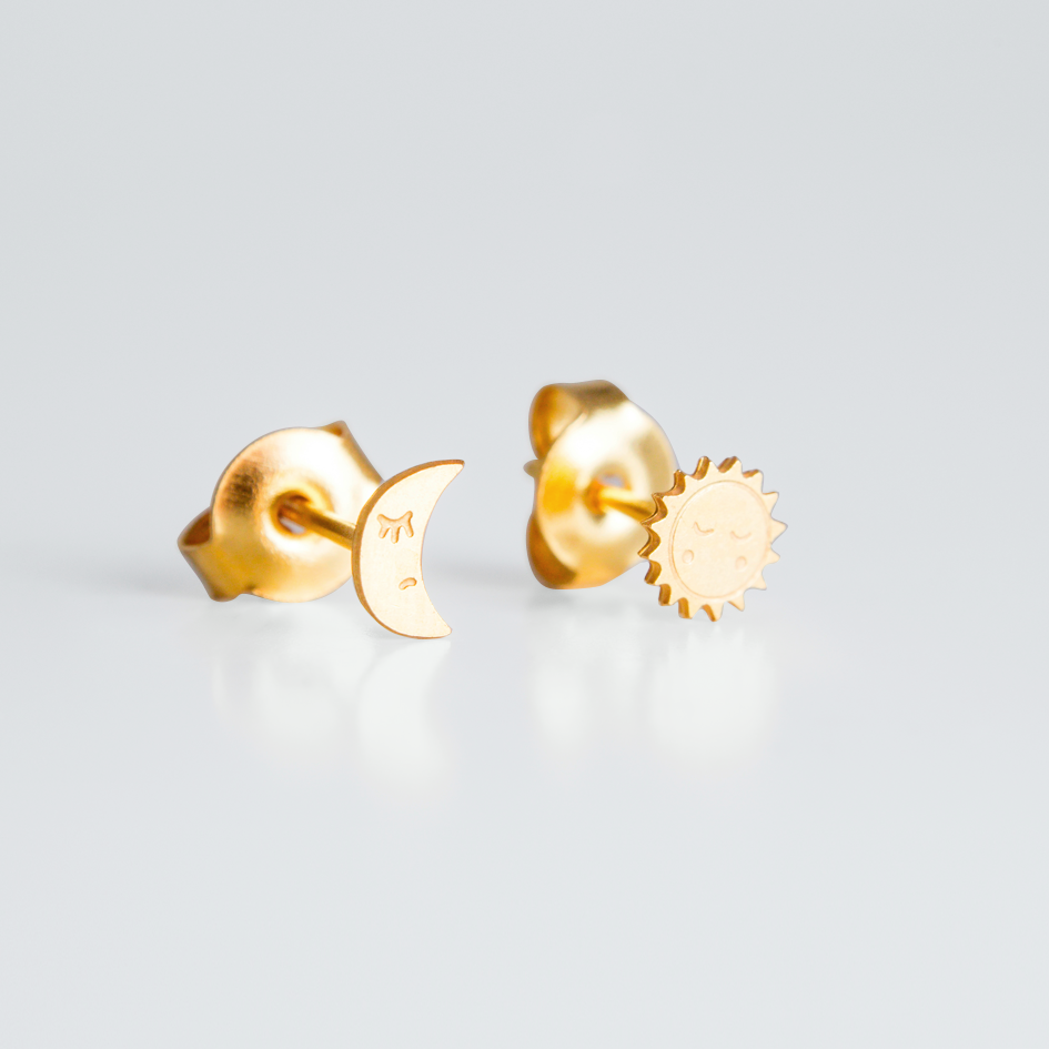 Adorabili Lune étoile filante boucles d'oreilles doré