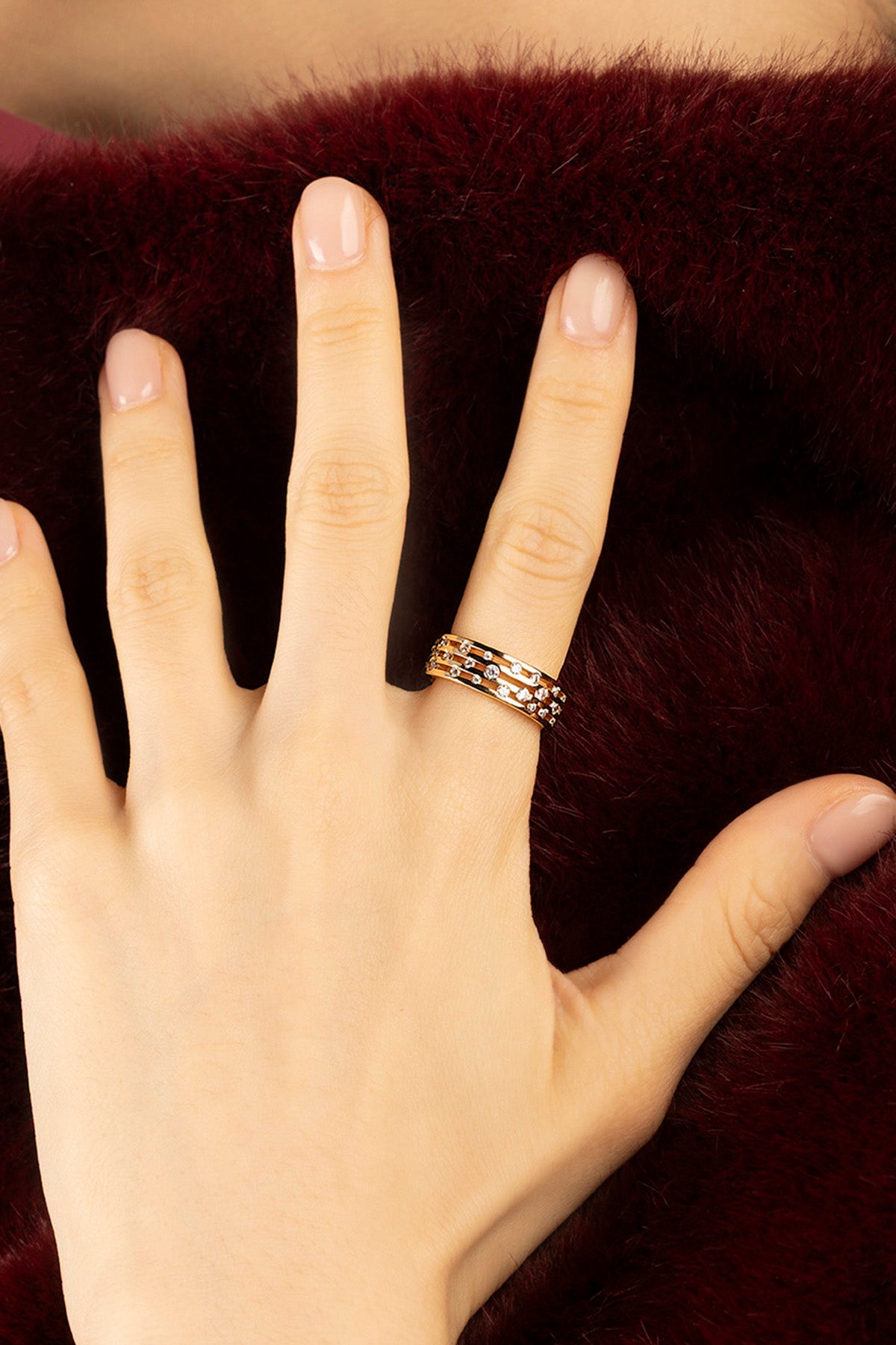 APM Monaco Automne Graphique bague dorée taille 52