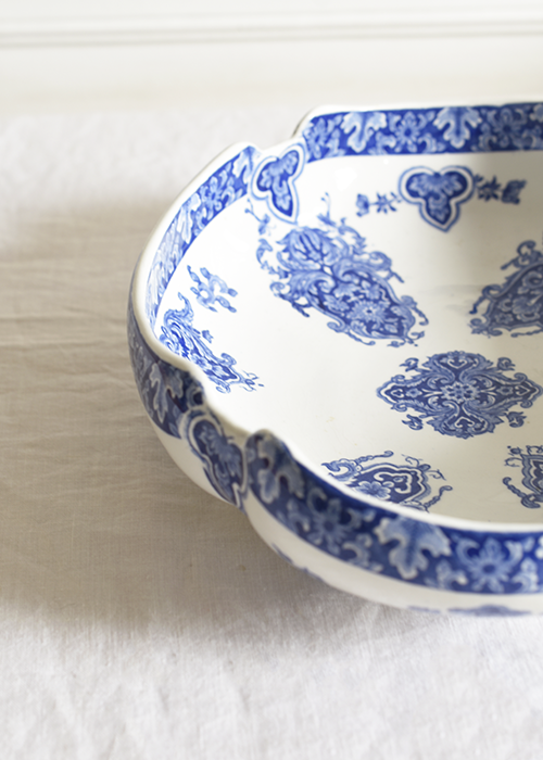 Gien Rouen Bleu plat corbeille faïence 30 cm bleu
