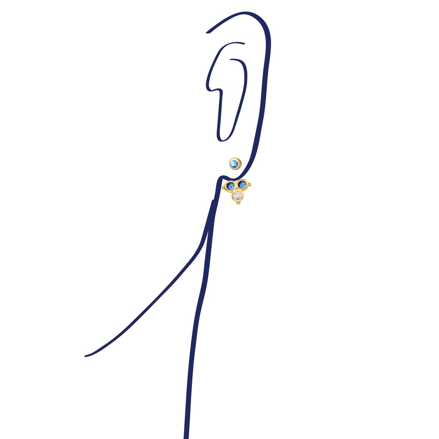 Aimée Aimer Delta Dessous d’Oreille Or Saphir Diamant