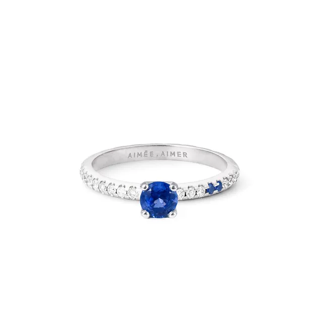 Aimée Aimer Spicy Love bague or blanc saphir taille 52