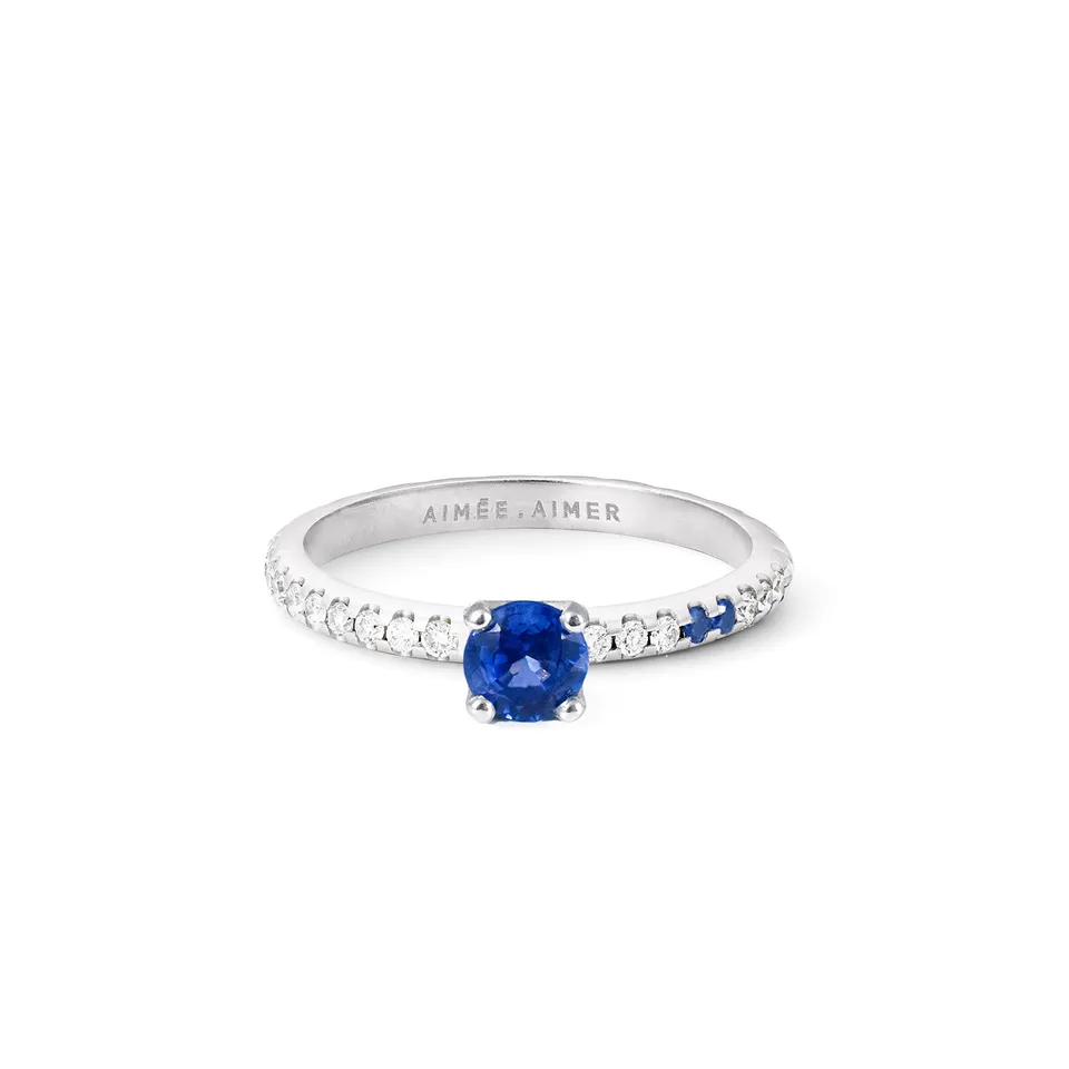 Aimée Aimer Spicy Love bague or blanc saphir taille 52