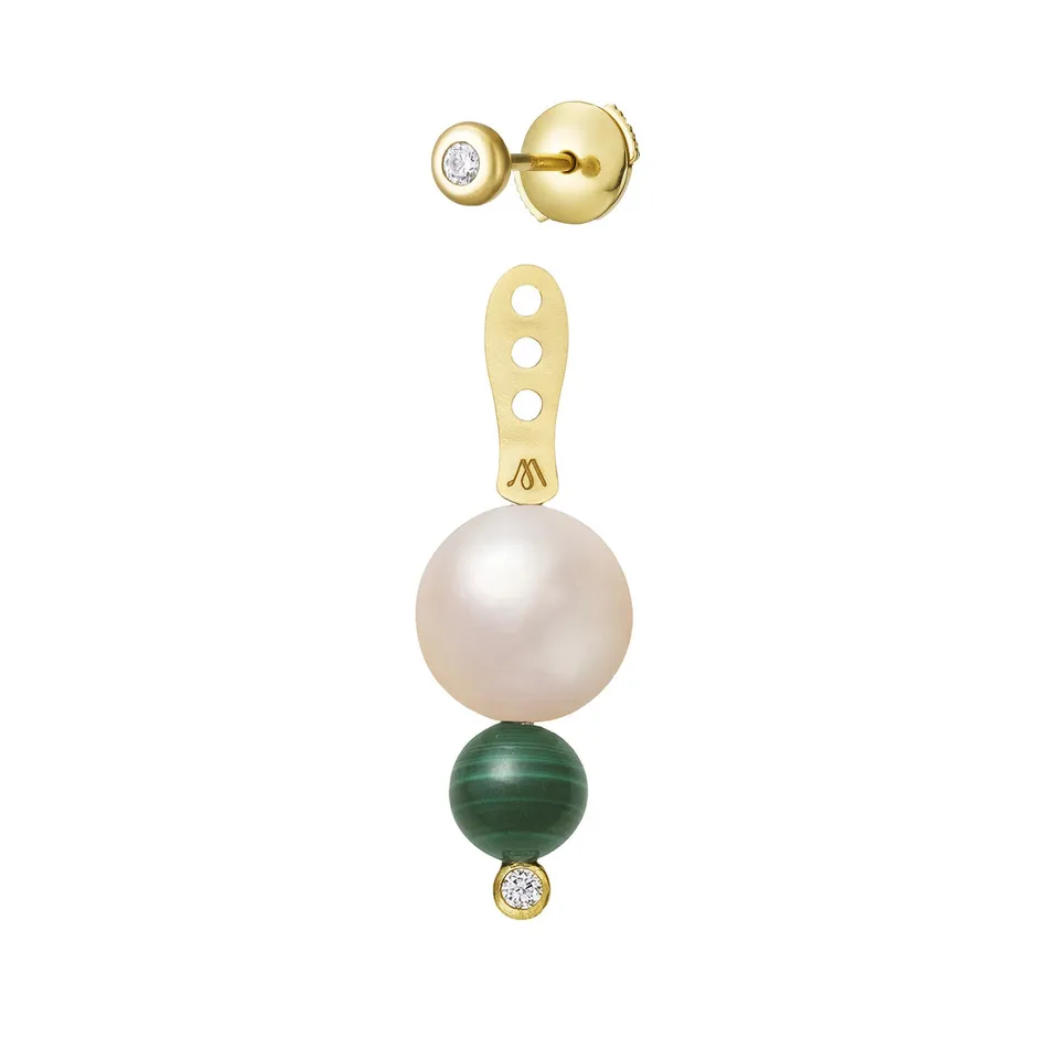Aimée Aimer Chance dessous d'oreille or jaune perle malachite unité