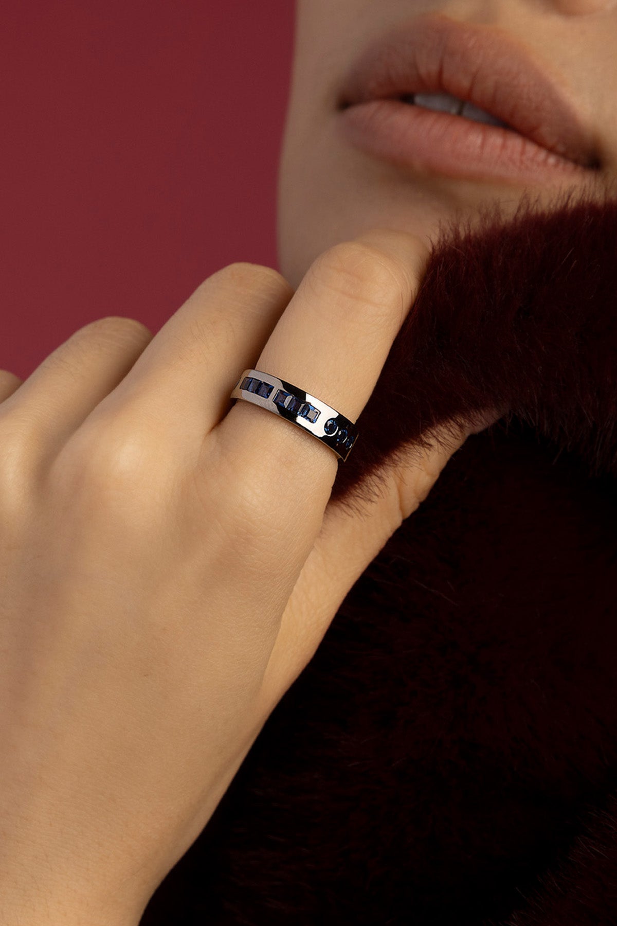 APM Monaco Morse Code SMILE bague grise bleue