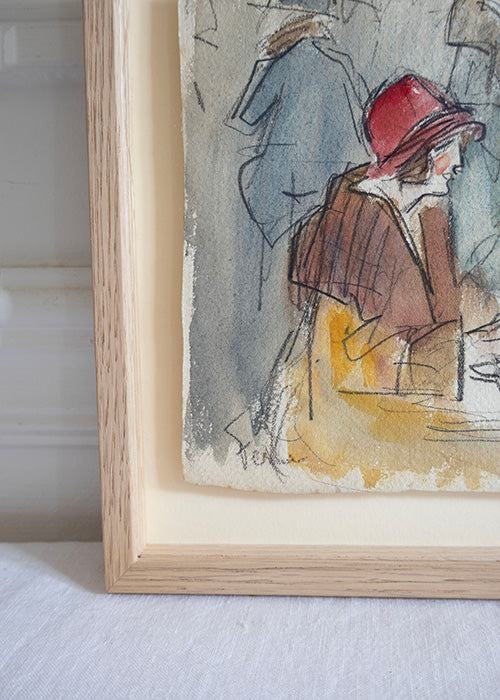 Aimée Aimer Œuvres Fernel Restaurant dessin fusain aquarelle 15,5 cm