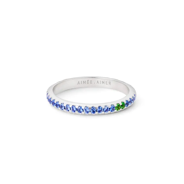 Aimée Aimer Spicy bague or blanc saphirs tsavorites taille 52