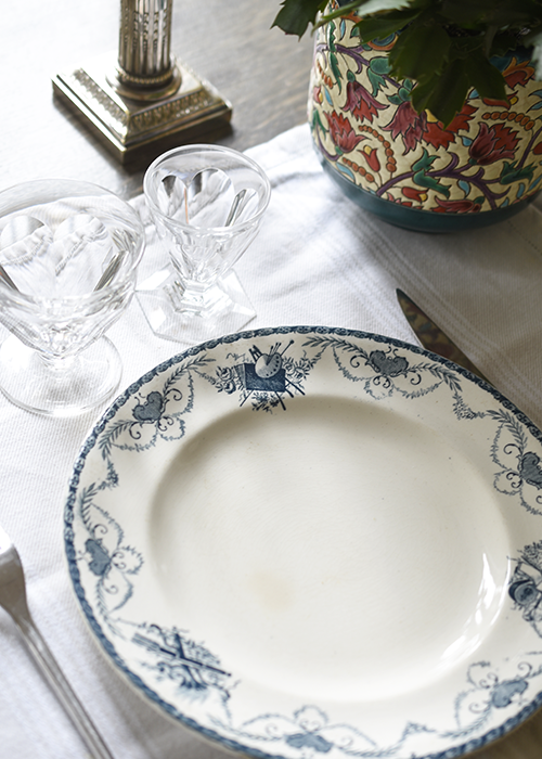 Longwy Terre de fer lot 6 assiettes bleu pétrole 23,5 cm
