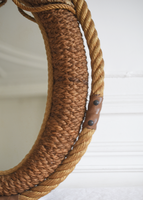 Aimée Aimer Audoux-Minet miroir corde cuir 65 cm pièce unique