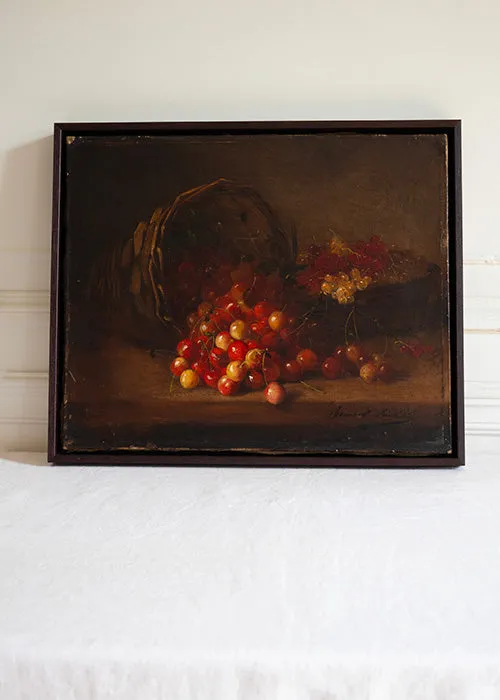 Aimée Aimer Brunel de Neuville huile sur toile cerises 37,5 cm