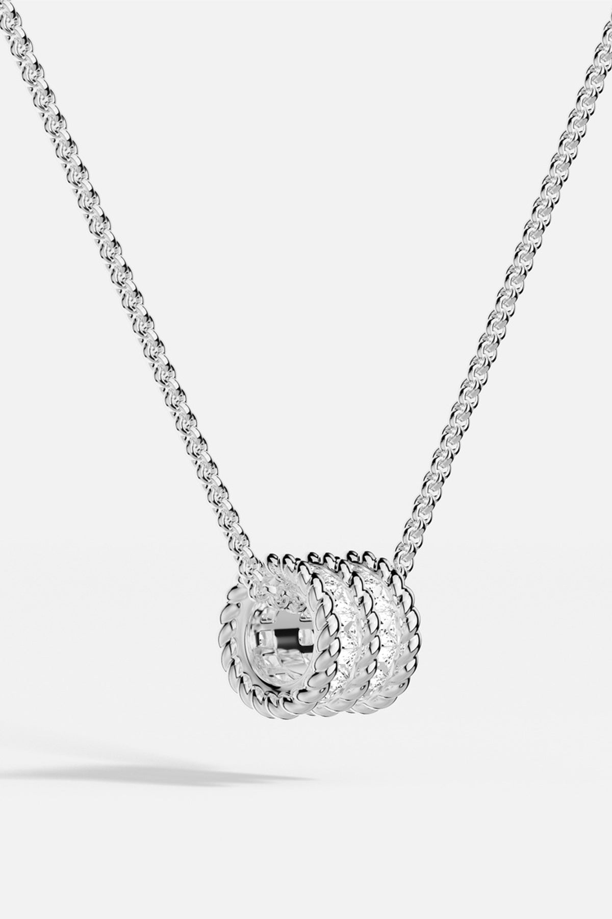 APM Monaco Yacht Club Cordage collier double blanc réglable zircons