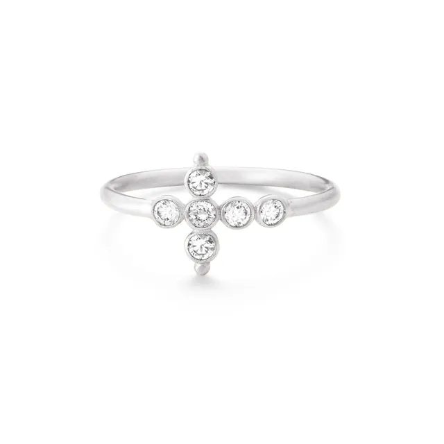 Aimée Aimer Petit AA Promessa bague or blanc diamants taille 52