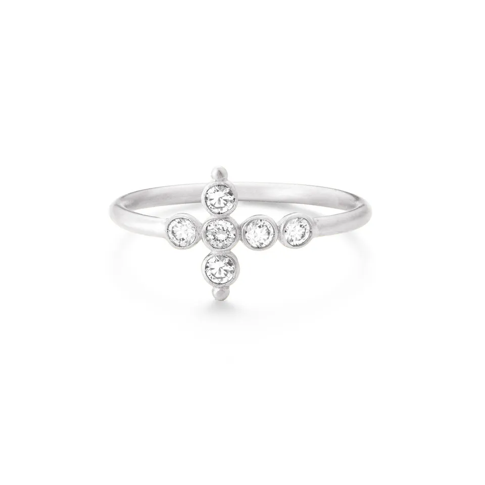 Aimée Aimer Petit AA Promessa bague or blanc diamants taille 52