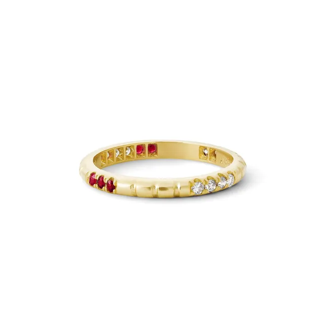 Aimée Aimer Petites Lignes F. bague or jaune rubis diamants 48-56