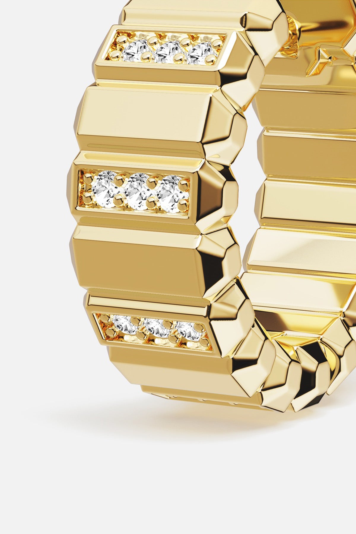 APM Monaco Automne Graphique Boucles Or Zircons 17 mm