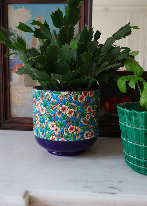 Aimée Aimer Vases cache-pot Longwy Fleurs de Pommier émaux