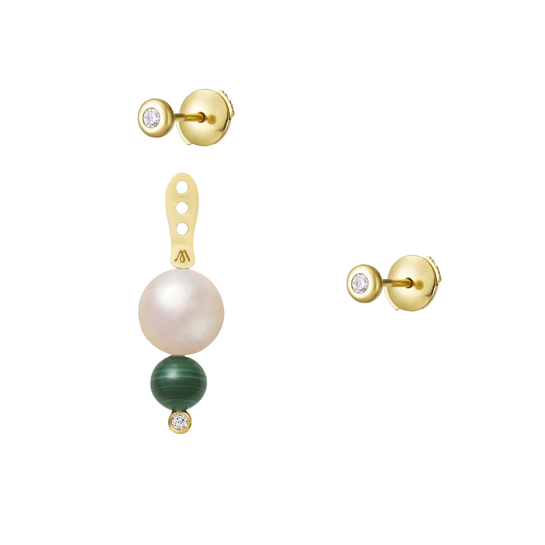 Aimée Aimer Chance dessous d'oreille or jaune perle malachite unité