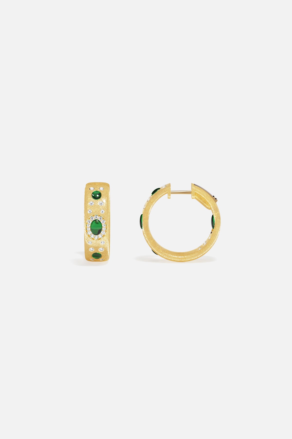 APM Monaco Automne Les Cabochons créoles vert doré 21mm