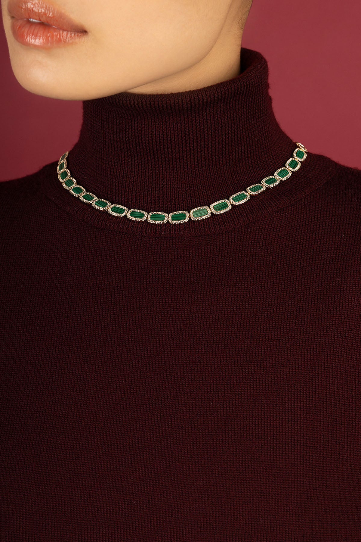 APM Monaco Méditerranée Nice collier choker vert malachite