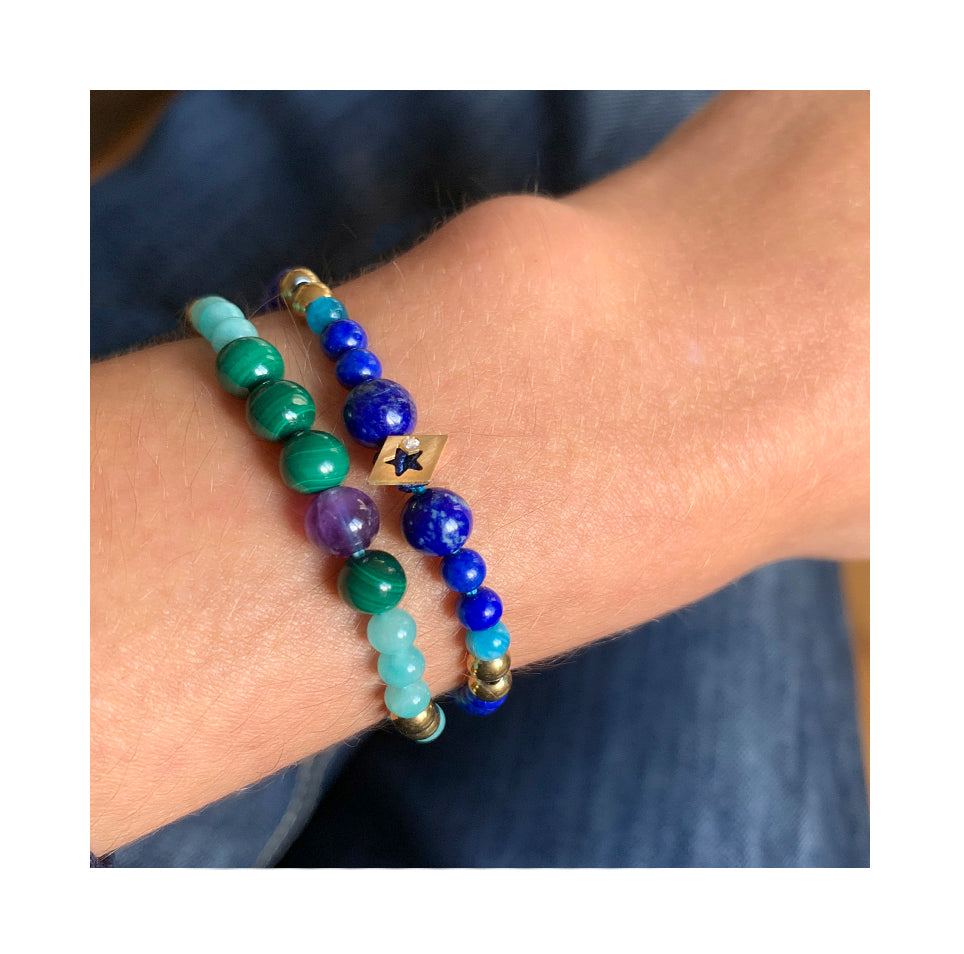 Aimée Aimer Bel Aloha bracelet or jaune diamant lapis