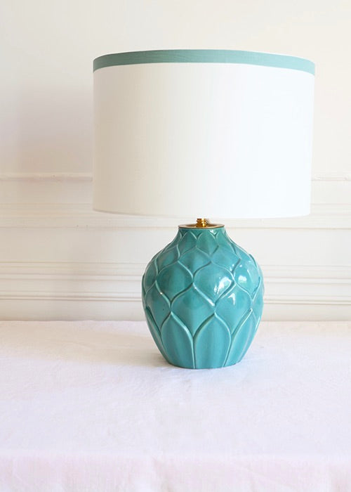Saint-Clément Lampe Ananas luminaire faïence céladon 38 cm
