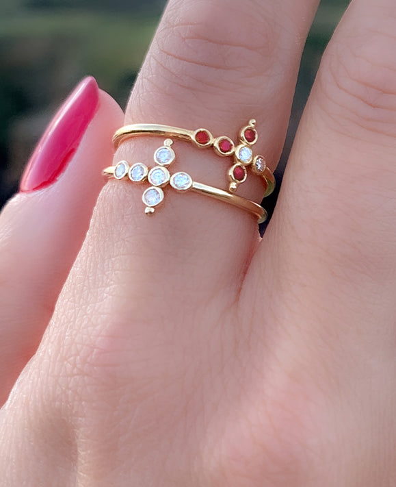 Aimée Aimer Petit AA bague rubis diamants or jaune 54