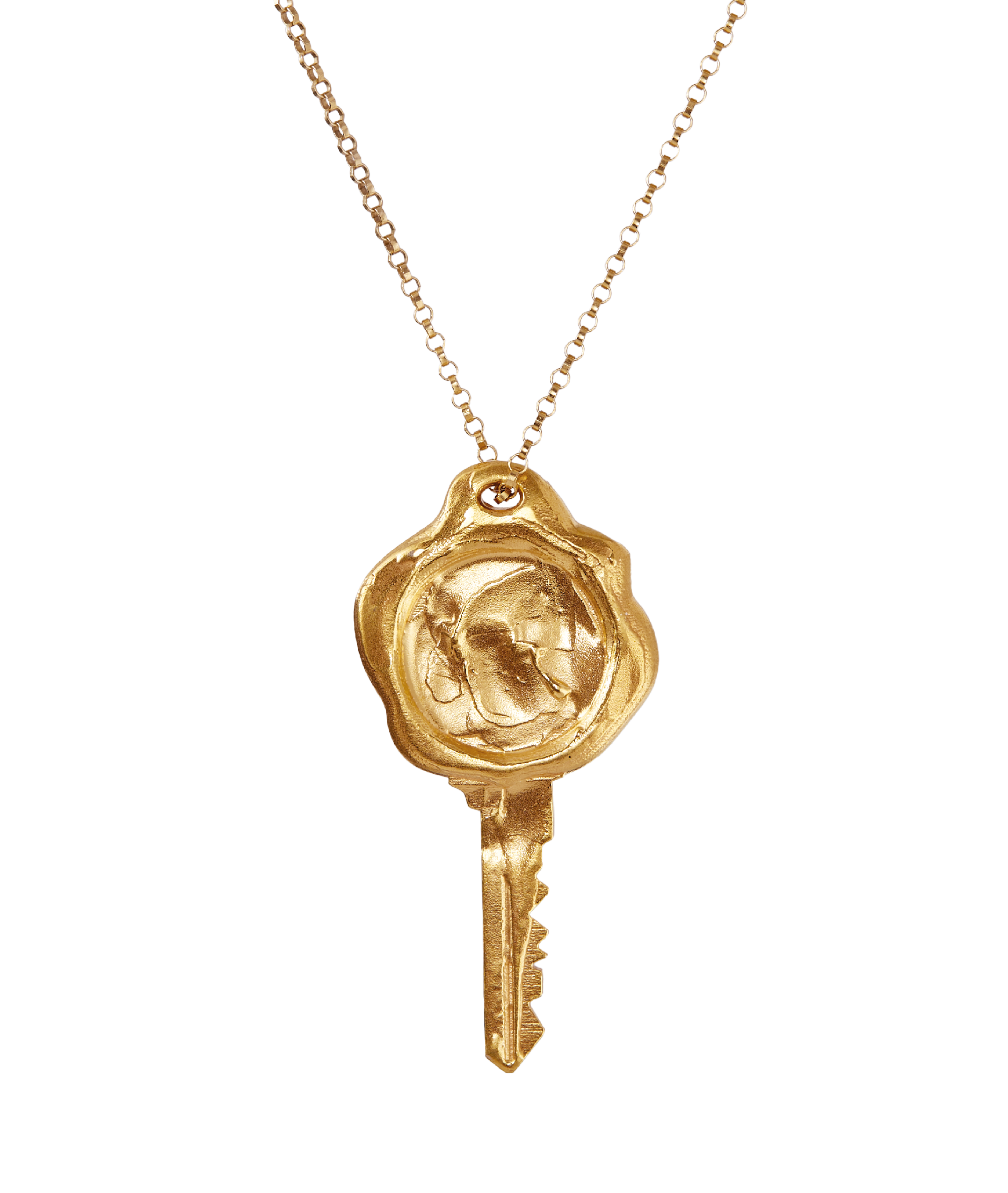Alighieri Key Library collier clé bronze plaqué or