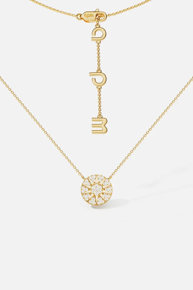 APM Monaco Soleil collier pendentif doré zircon 41-45 cm