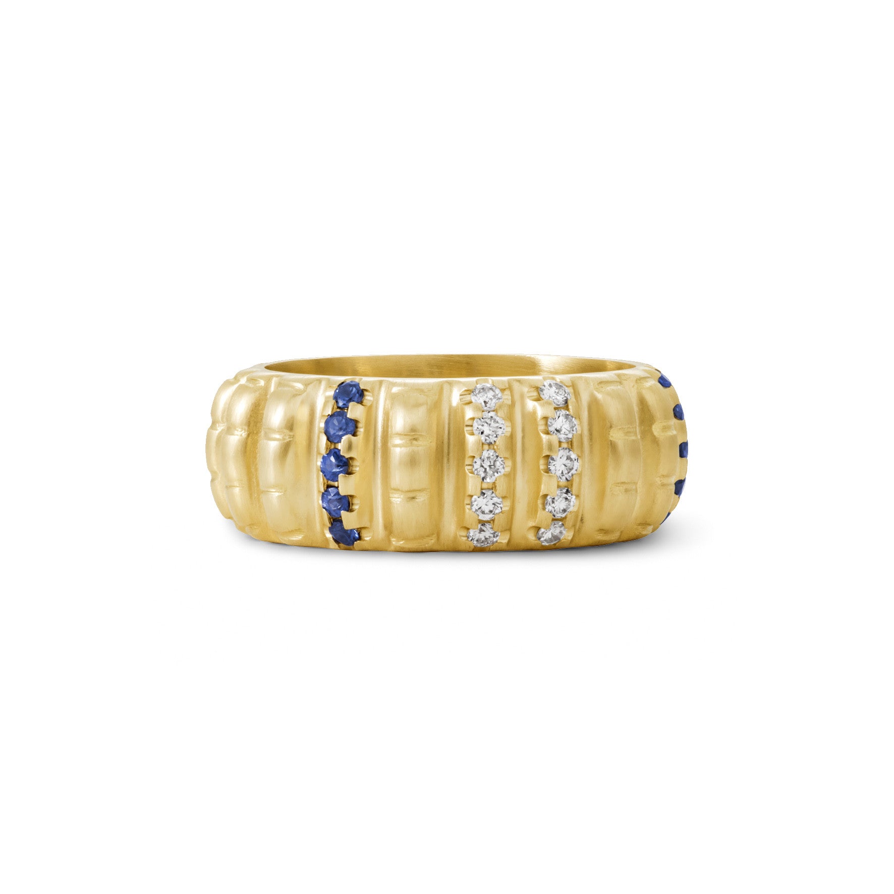 Aimée Aimer Lignes F. bague or jaune saphirs diamants