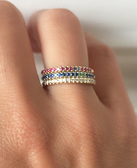 Aimée Aimer Spicy bague or jaune rubis saphirs taille 52