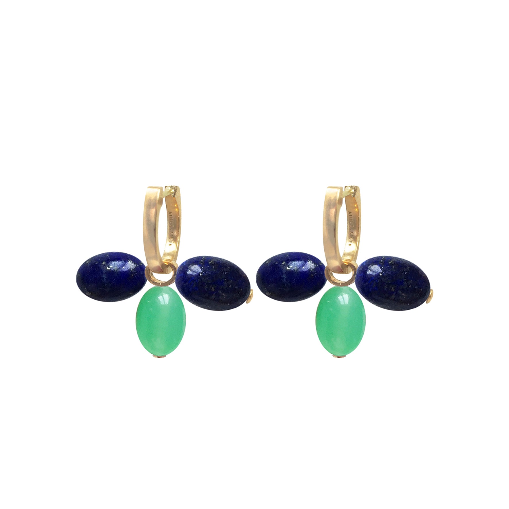 Aimée Aimer Tiare créole or jaune lapis paire
