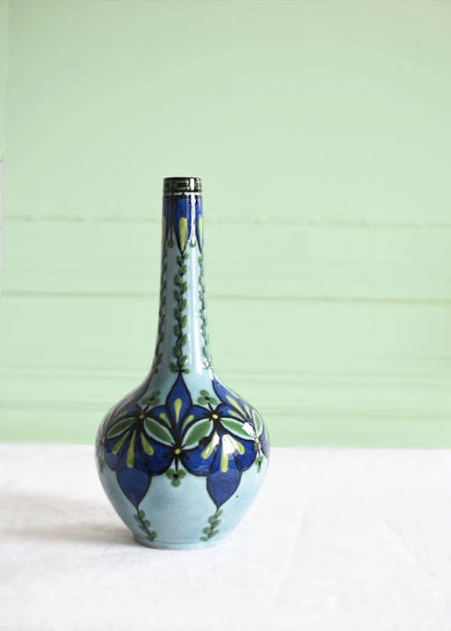 Aimée Aimer Blue Garden vase faïence bleue fleurs 28 cm pièce unique