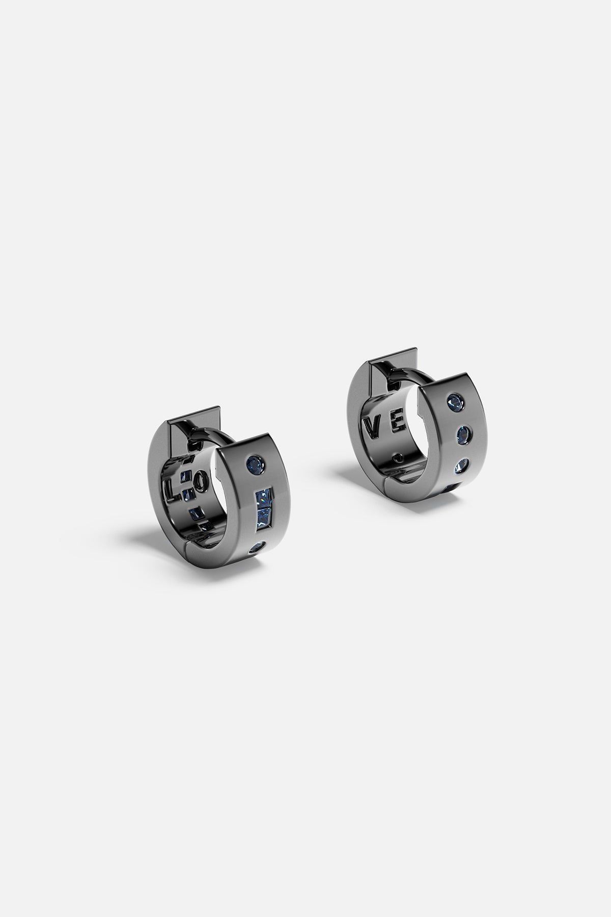 APM Monaco Morse LOVE mini créoles bleues grises 11 mm