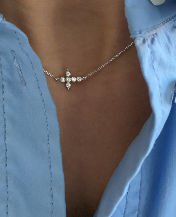 Aimée Aimer Petit AA collier or blanc diamants taille unique