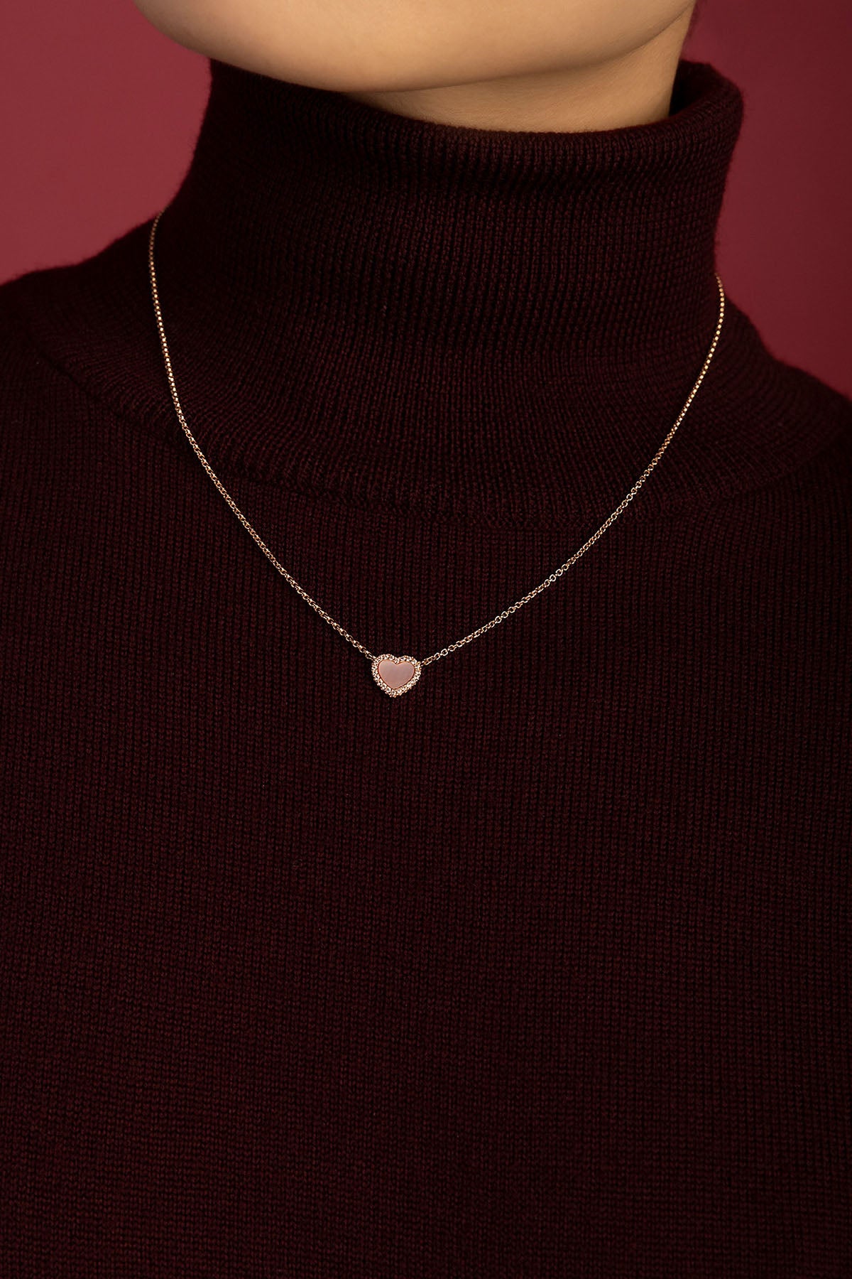 APM Monaco Méditerranée Cœur collier nacre rose or rose