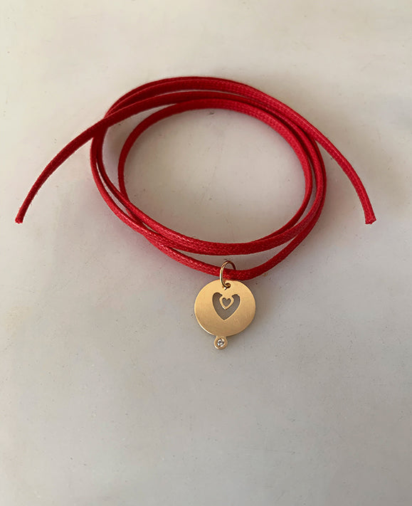 Aimée Aimer Mon Coeur médaille or jaune diamant 14 mm