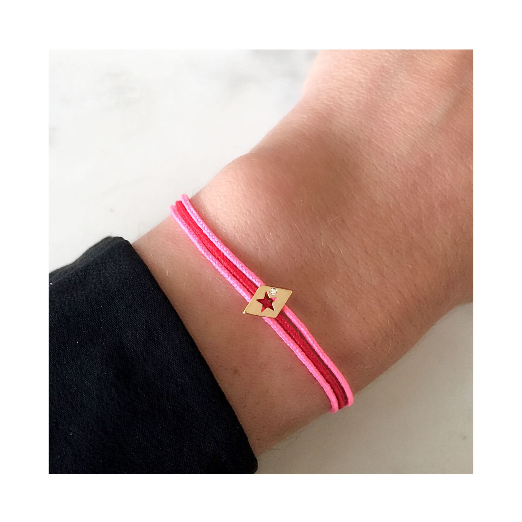 Aimée.Aimer L'Alphabet 1 Lettre Bracelet Or Jaune Diamant Bleu Denim