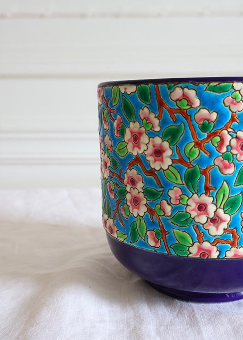 Aimée Aimer Vases cache-pot Longwy Fleurs de Pommier émaux