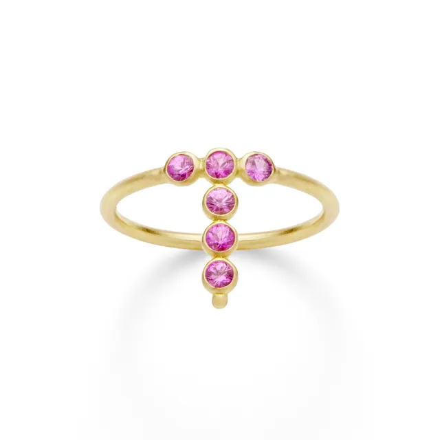 Aimée Aimer AA bague or jaune saphirs roses taille 53