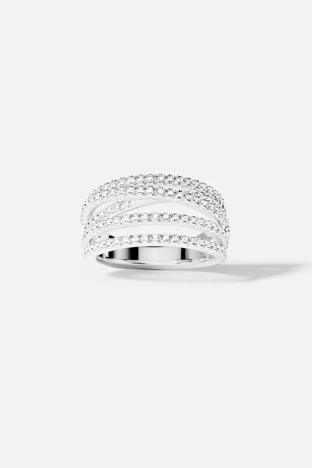 APM Monaco Croisette Promesse 5 rangs bague argentée large