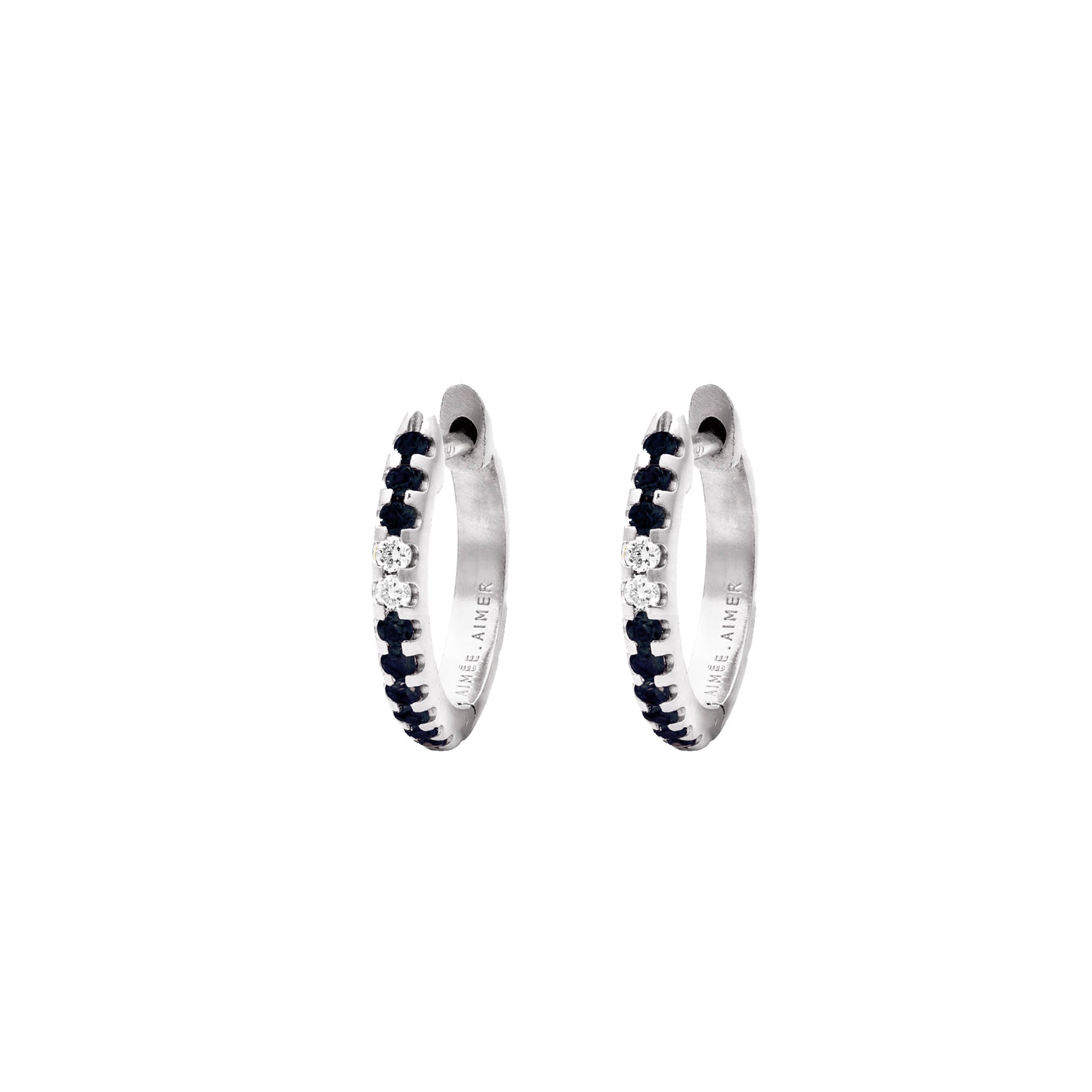 Aimée Aimer Spicy créole or blanc spinelles noirs paire