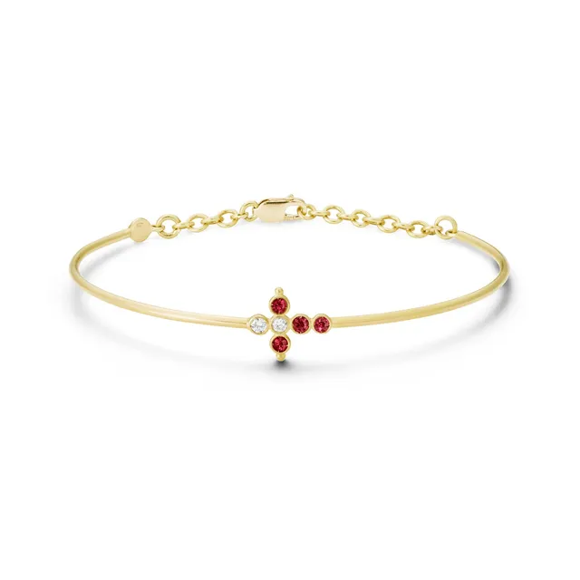 Aimée Aimer Petit AA jonc or jaune rubis diamants medium