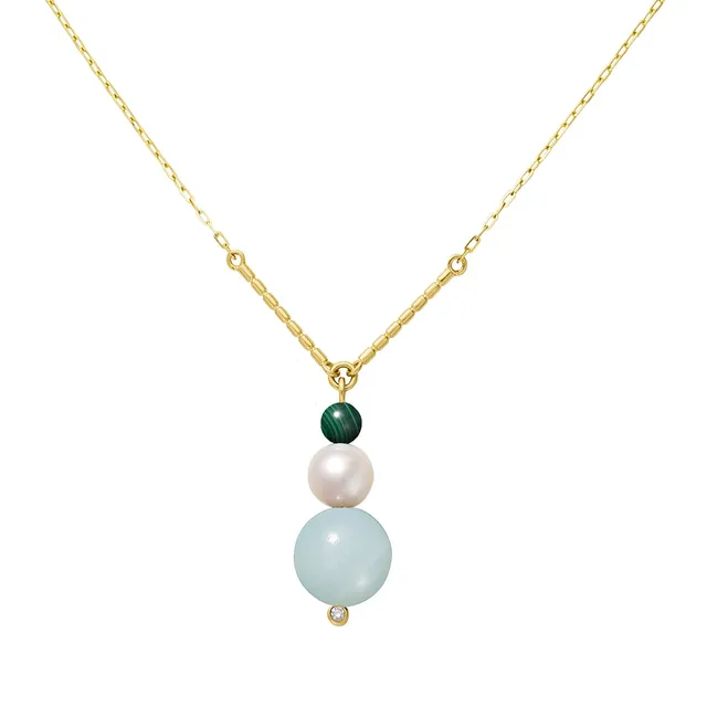 Aimée Aimer Chance collier or perles malachite diamant