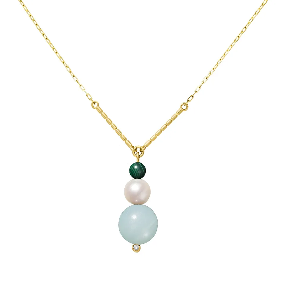 Aimée Aimer Chance collier or perles malachite diamant