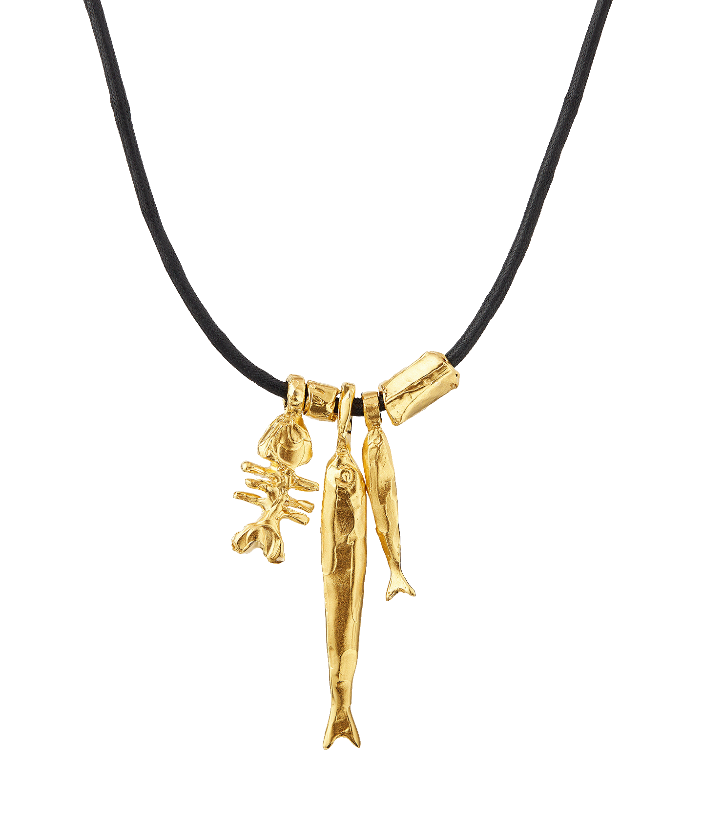 Alighieri Gone Fishing Choker collier poisson cordon noir plaqué or