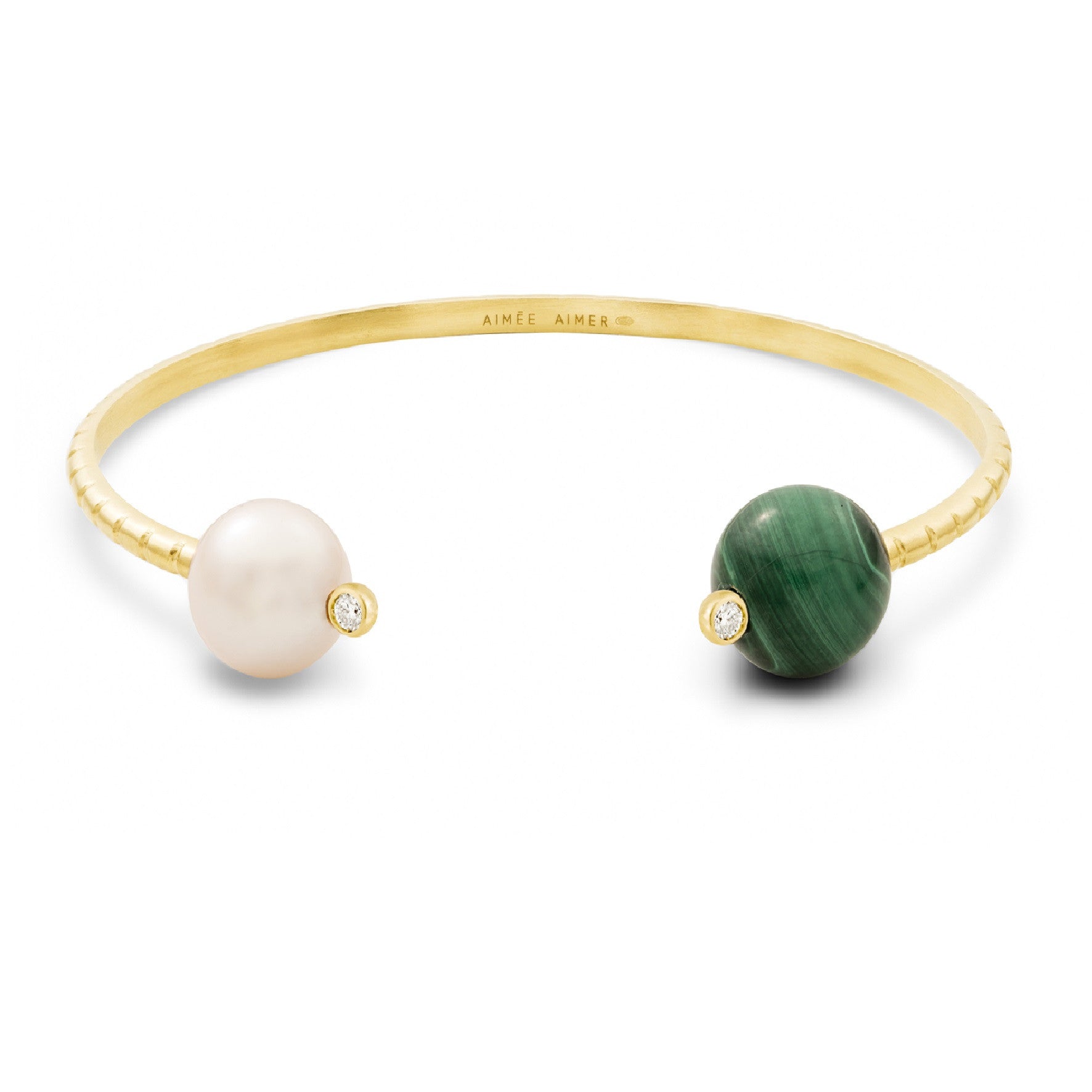 Aimée Aimer Chance bracelet or jaune perle malachite 16