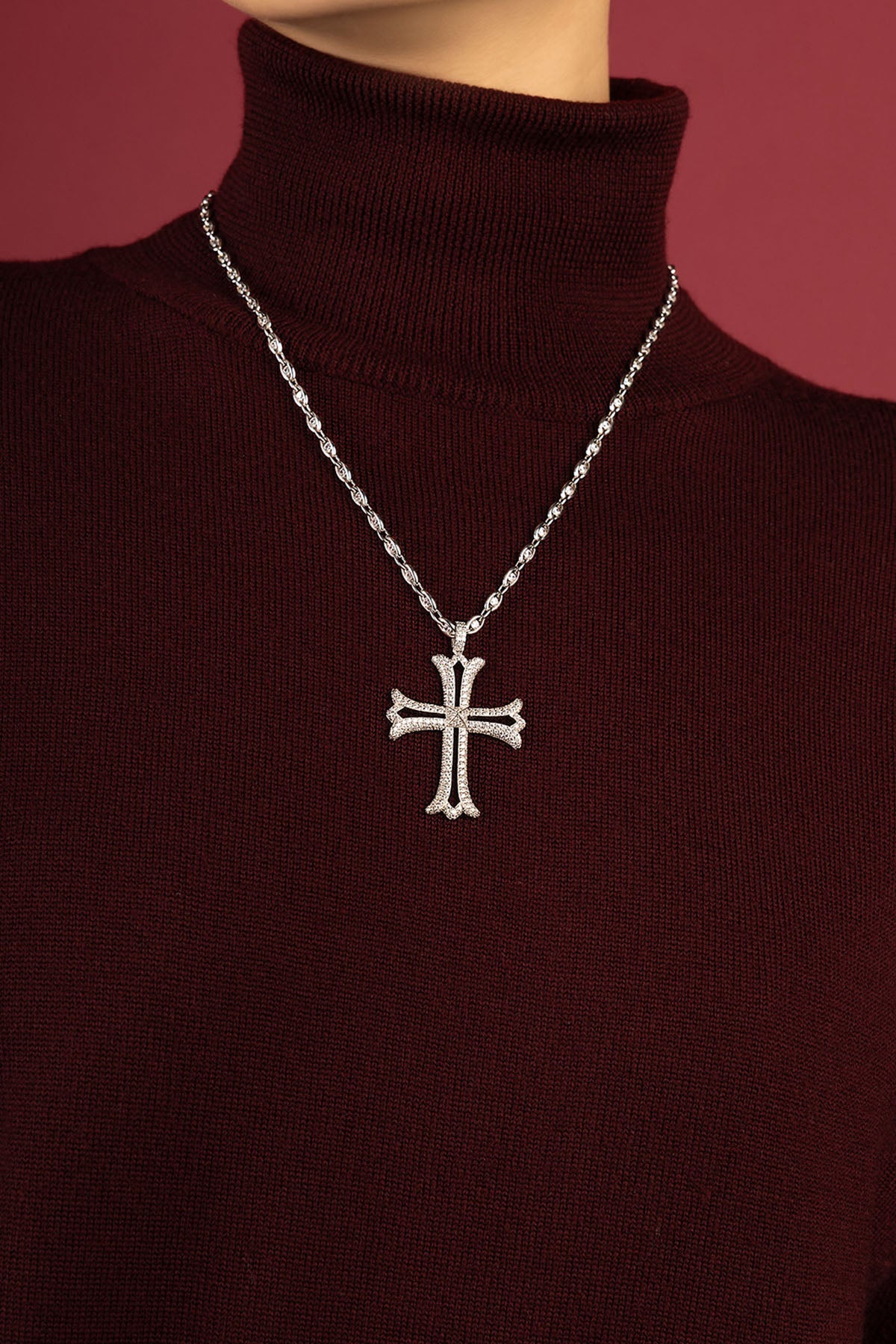 APM Monaco Yacht Club Rock collier croix blanche zircon