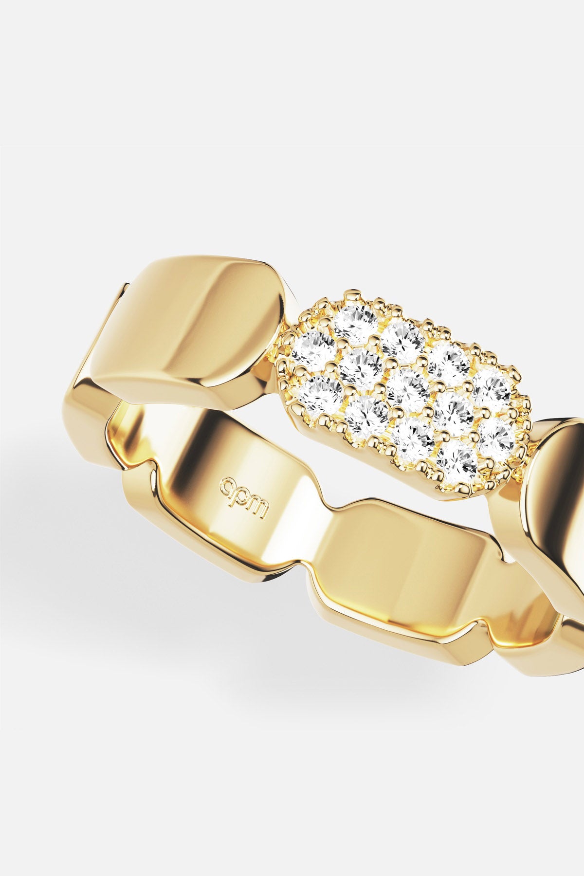 APM Monaco Yacht Club Pavage bague or jaune pavé zircon