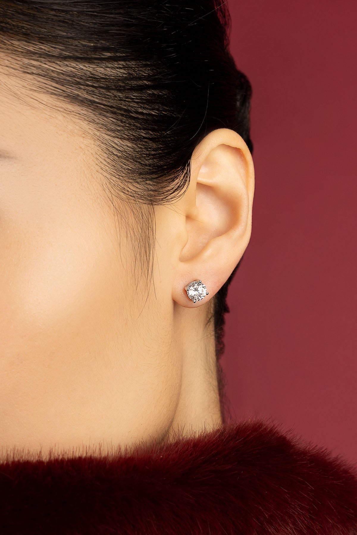 APM Monaco Lumière Tennis boucles d'oreilles puces blanc solitaire