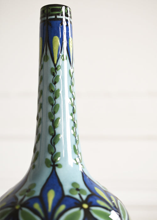 Aimée Aimer Blue Garden vase faïence bleue fleurs 28 cm pièce unique