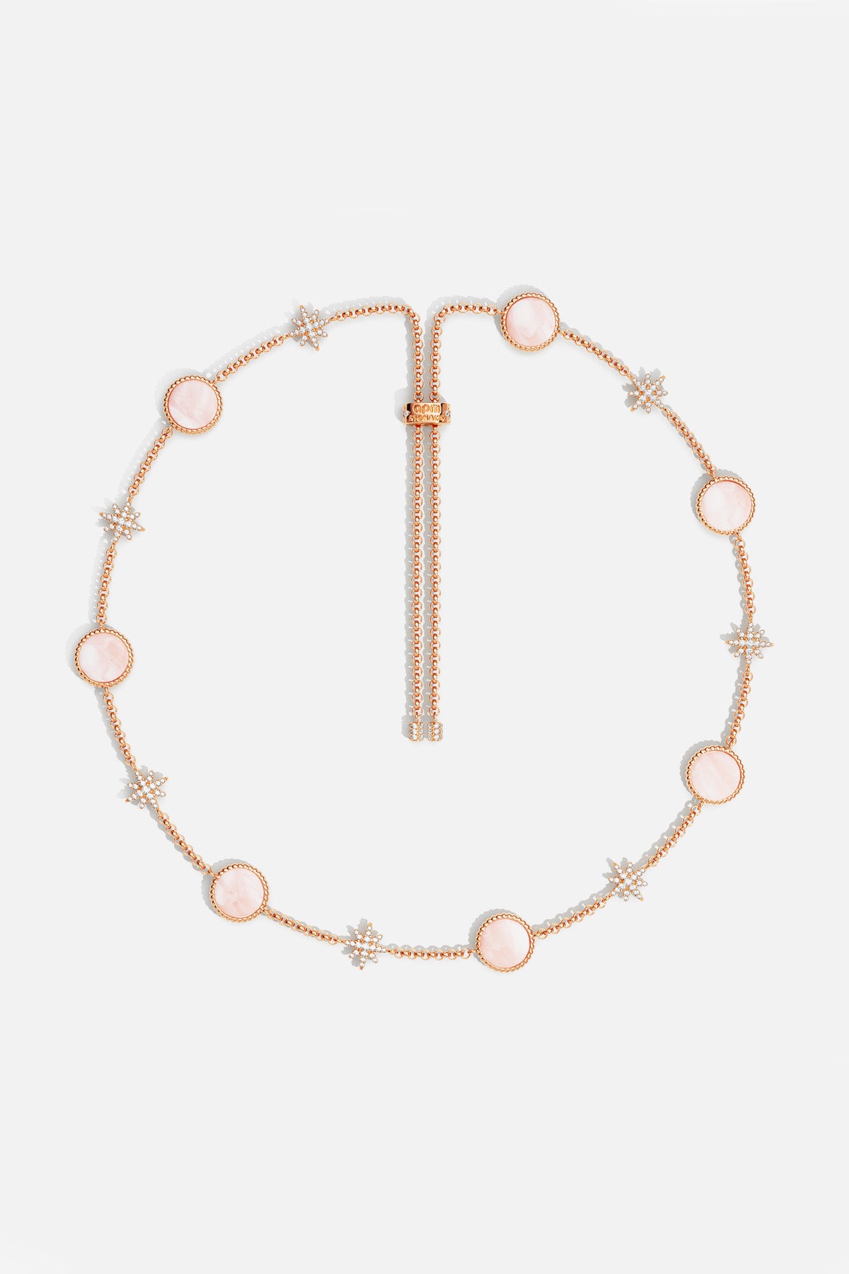 APM Monaco Méditerranée Valentine collier choker nacre rose zircon